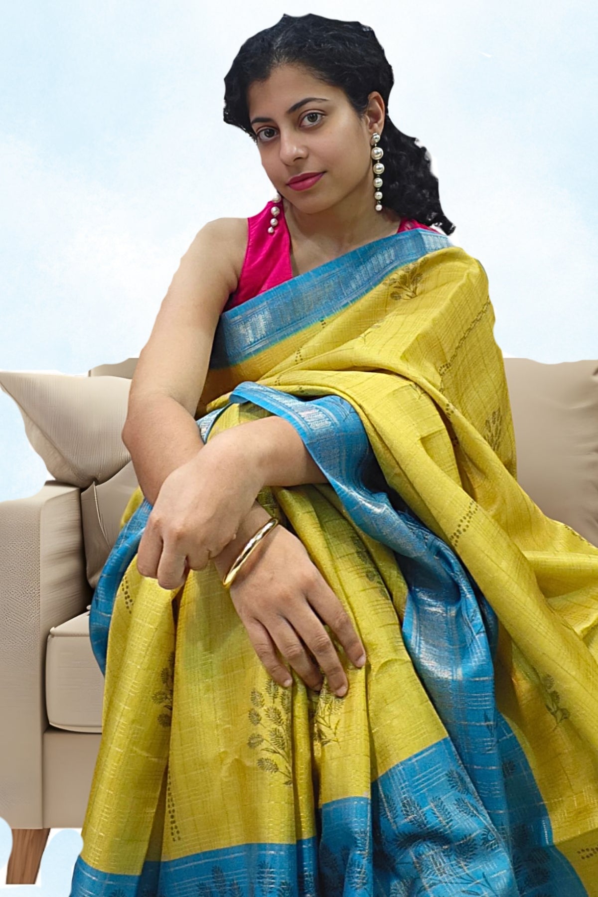 Yellow Chennur Printed Saree