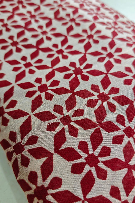Red Bagh Print Maheshwari Saree 2