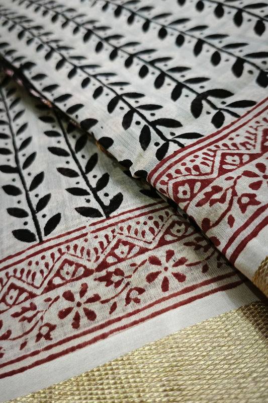 Black Bagh Print Maheshwari Saree 1