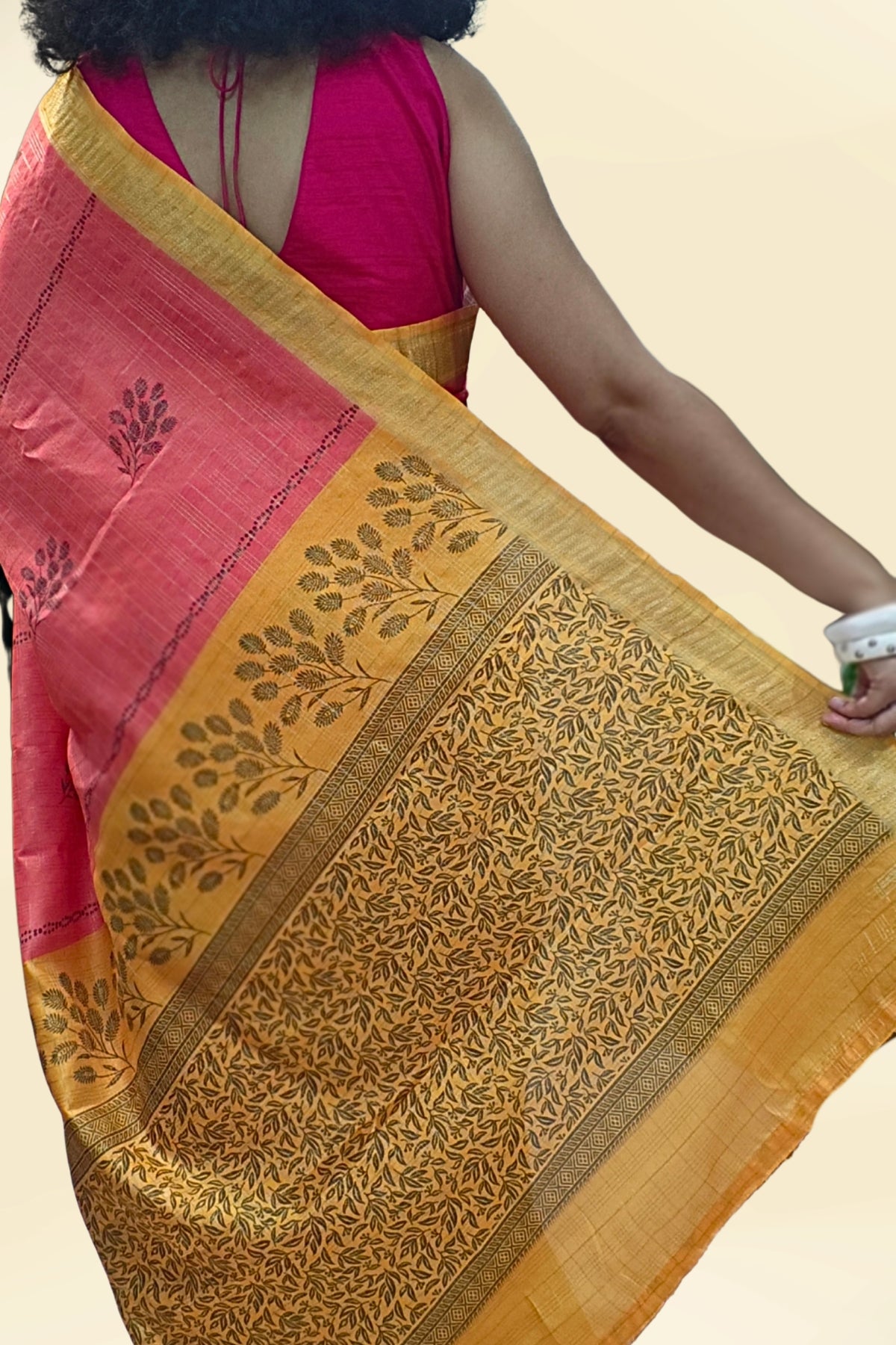 Pink Chennur Printed Saree