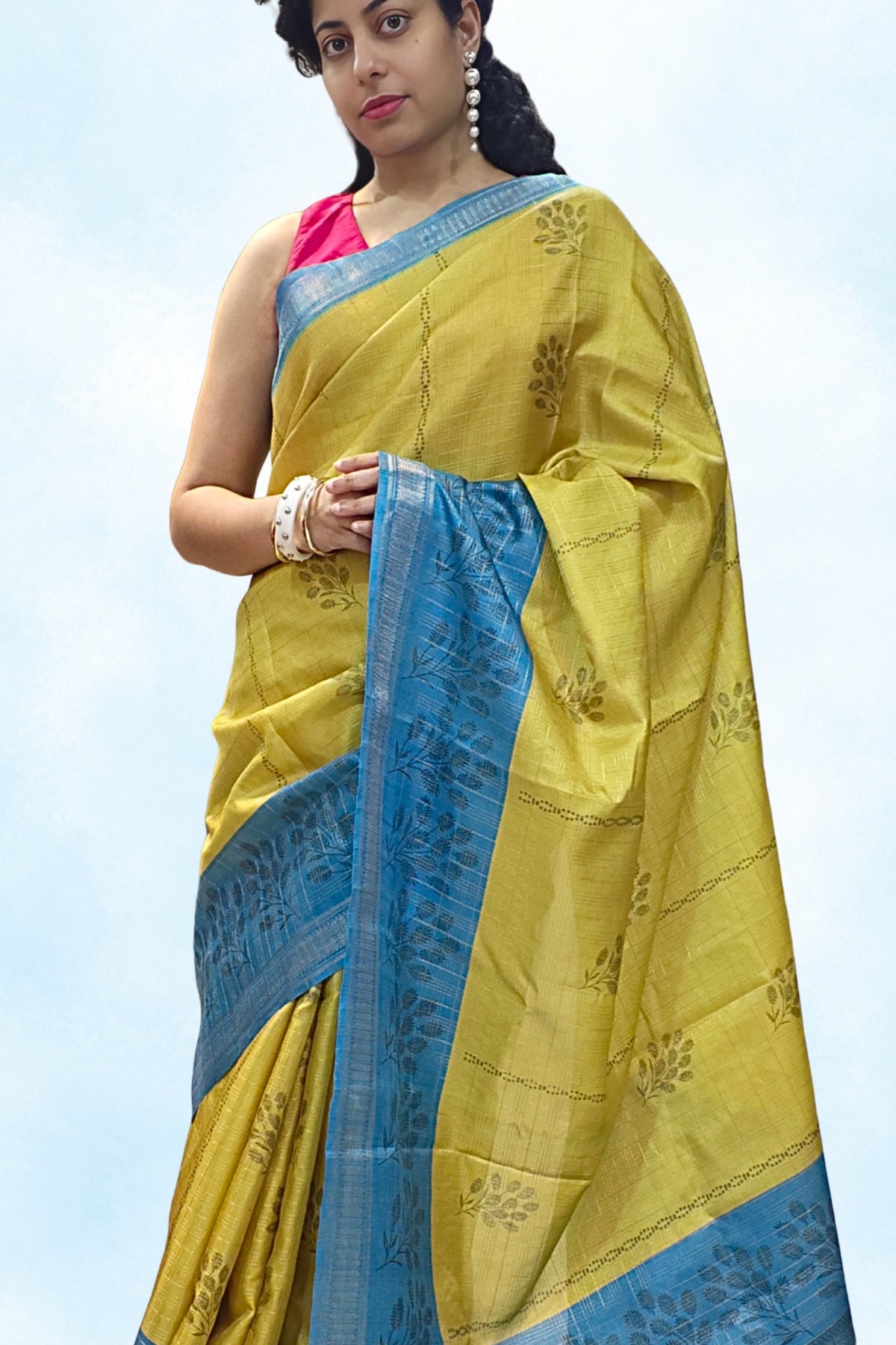 Yellow Chennur Printed Saree