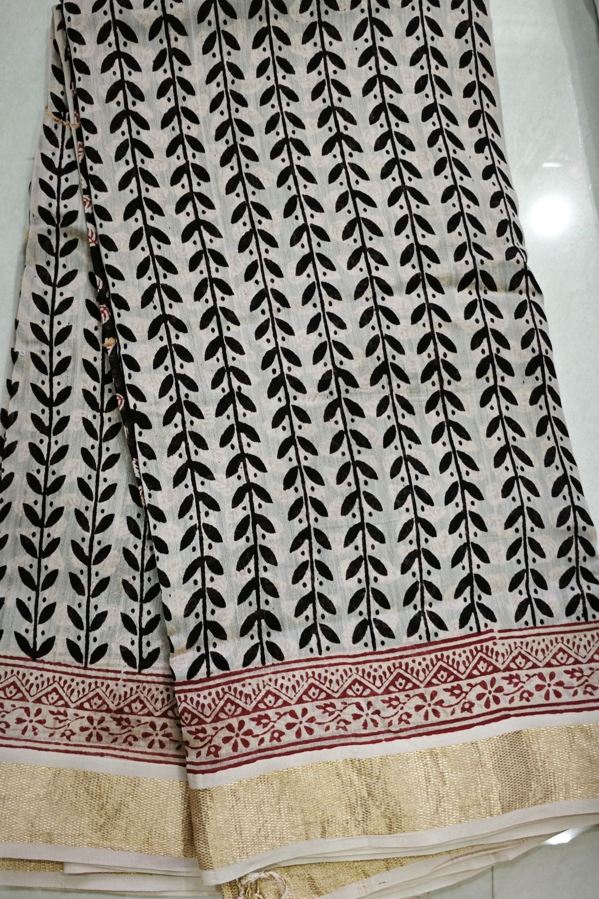 Black Bagh Print Maheshwari Saree 1