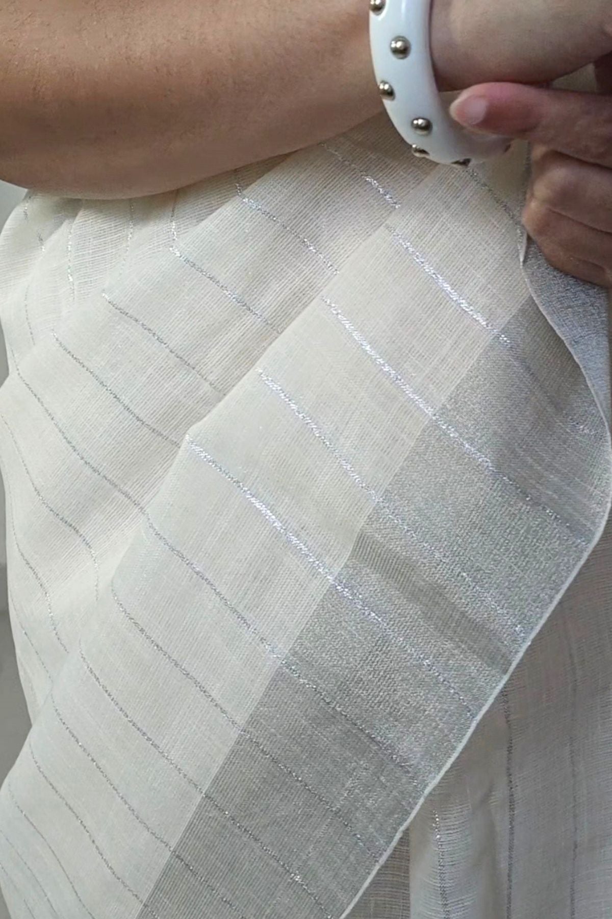 White Linen Saree Ballerina