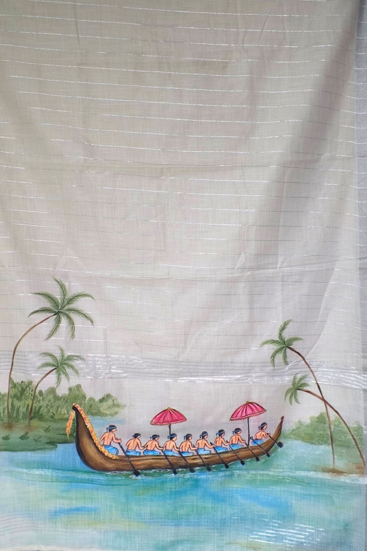 White Linen Saree Boat Race