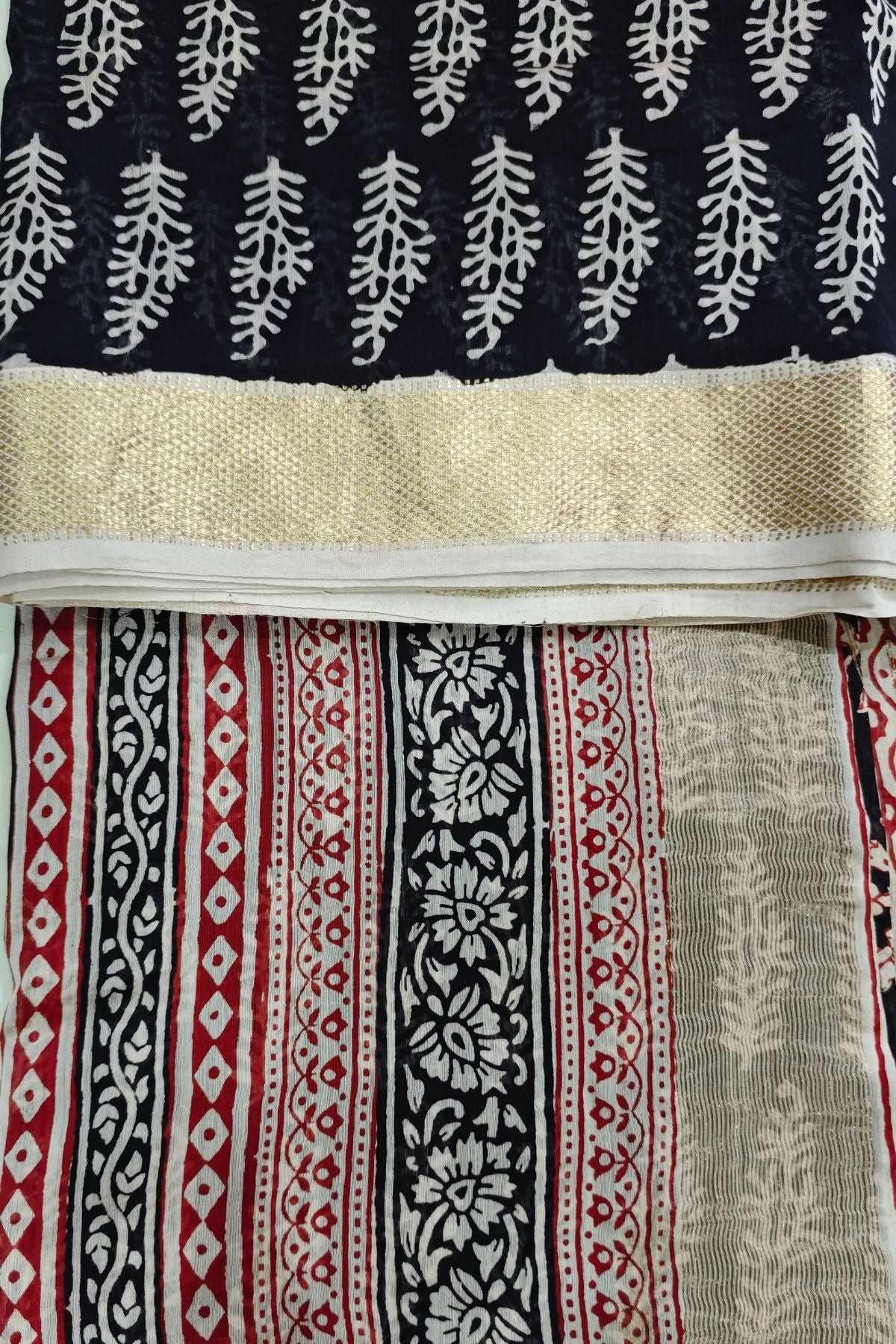 Black Bagh Print Maheshwari Saree 2