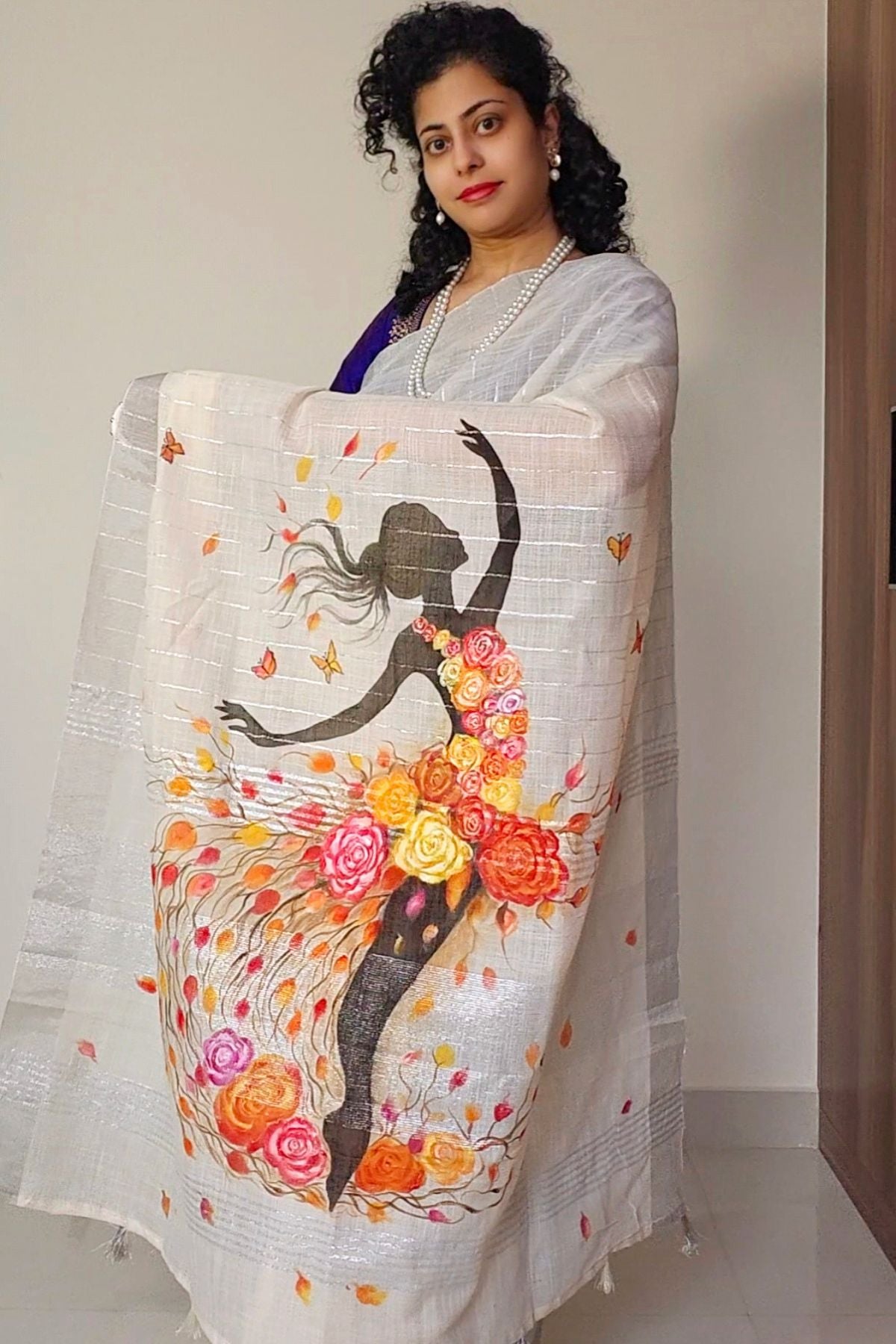 White Linen Saree Ballerina
