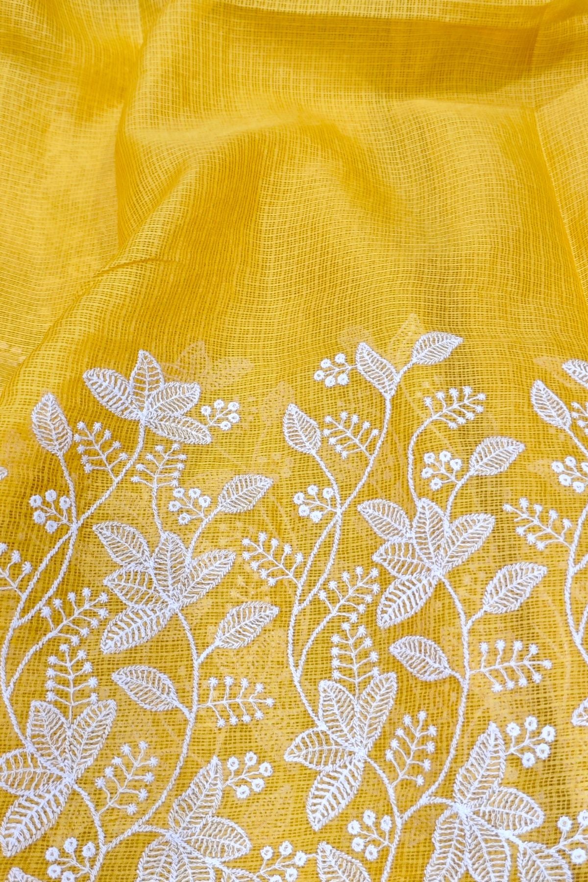 Yellow Manipuri Checks Cotton Saree