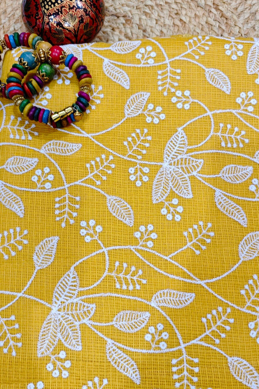 Yellow Manipuri Checks Cotton Saree