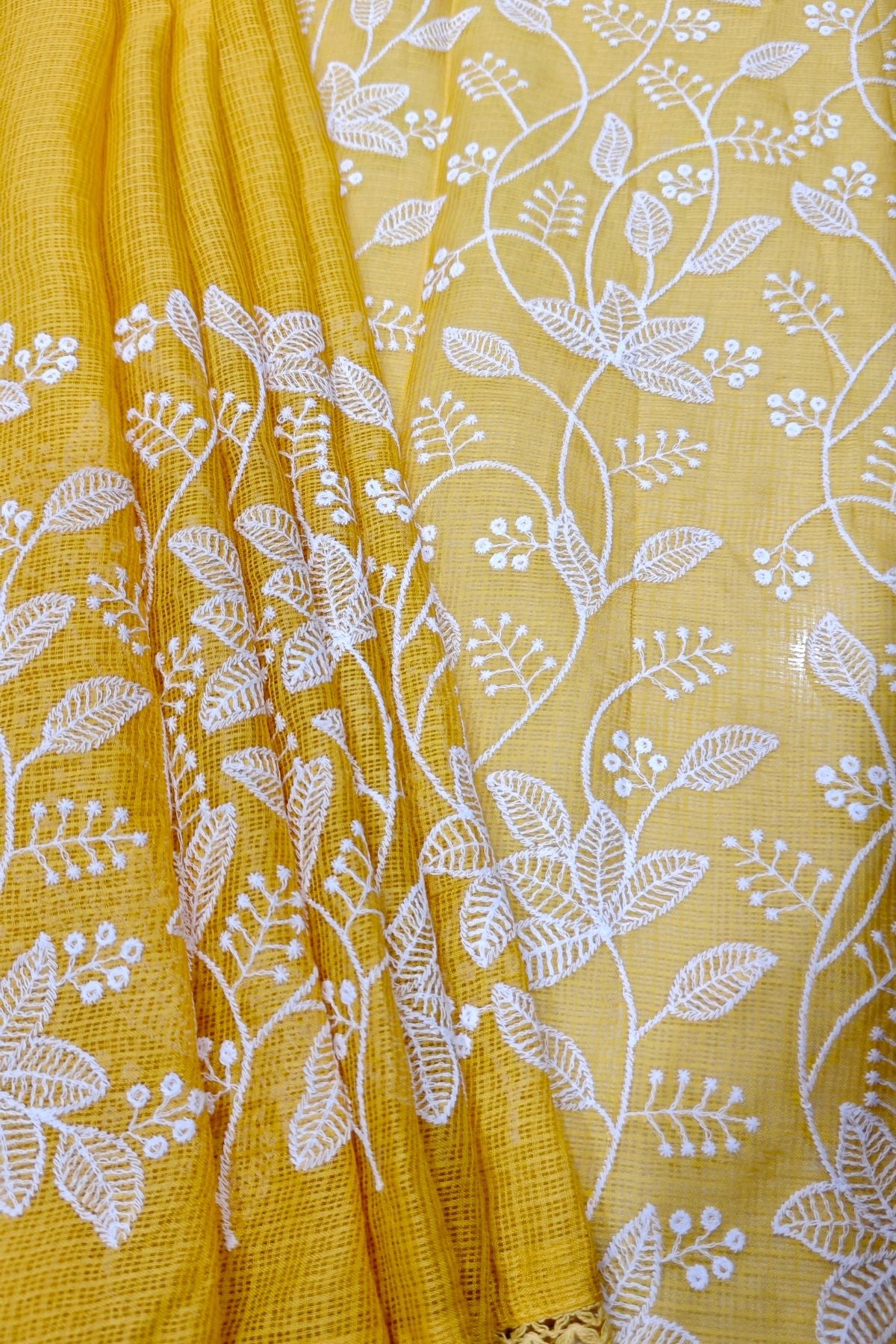 Yellow Manipuri Checks Cotton Saree
