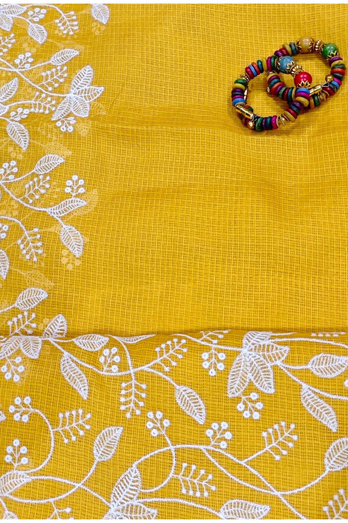 Yellow Manipuri Checks Cotton Saree
